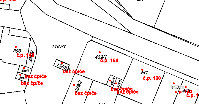 Velká Chuchle 154, Praha na parcele st. 439/1 v KÚ Velká Chuchle, Katastrální mapa