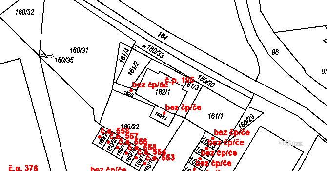 Pražské Předměstí 196, Bílina na parcele st. 162/1 v KÚ Bílina, Katastrální mapa
