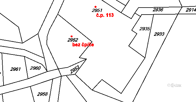 Úštěk-Českolipské Předměstí 113, Úštěk na parcele st. 2951 v KÚ Úštěk, Katastrální mapa