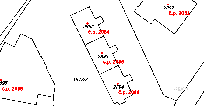 Česká Třebová 2085 na parcele st. 2893 v KÚ Česká Třebová, Katastrální mapa