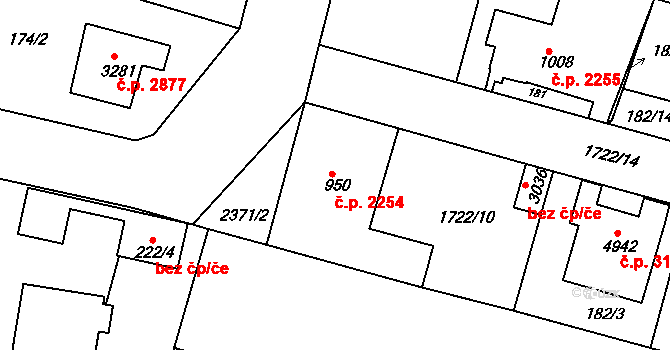 Havlíčkův Brod 2254 na parcele st. 950 v KÚ Havlíčkův Brod, Katastrální mapa