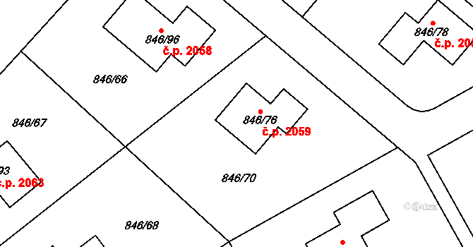 Černošice 2059 na parcele st. 846/76 v KÚ Černošice, Katastrální mapa