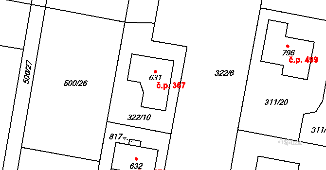 Nová Ves 367, Frýdlant nad Ostravicí na parcele st. 631 v KÚ Nová Ves u Frýdlantu nad Ostravicí, Katastrální mapa