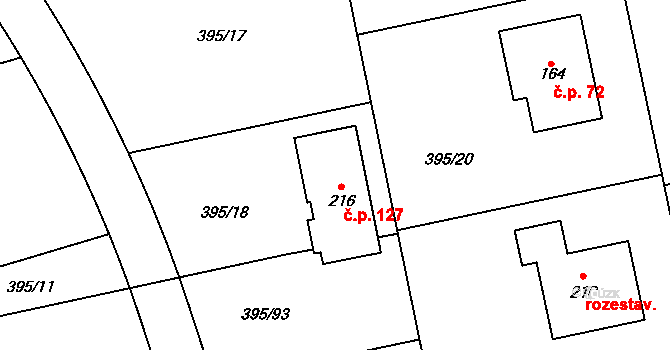 Zdiměřice 127, Jesenice na parcele st. 216 v KÚ Zdiměřice u Prahy, Katastrální mapa