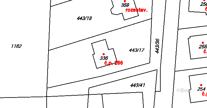Kotvrdovice 286 na parcele st. 336 v KÚ Kotvrdovice, Katastrální mapa