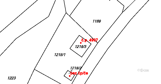 Proseč nad Nisou 4997, Jablonec nad Nisou na parcele st. 1218/3 v KÚ Proseč nad Nisou, Katastrální mapa