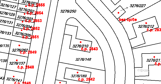 Louny 2843 na parcele st. 3276/210 v KÚ Louny, Katastrální mapa