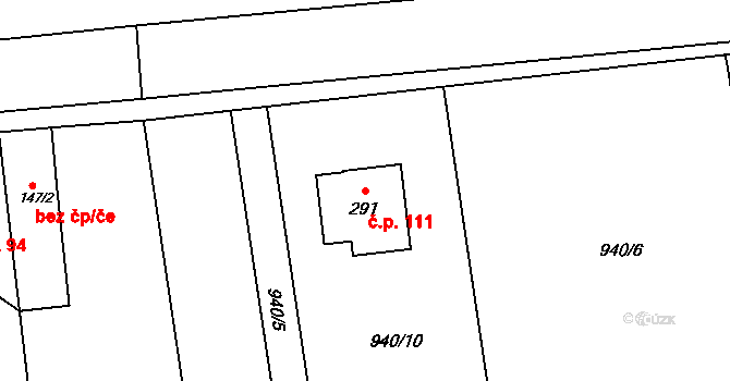 Lokot 111, Rychnov nad Kněžnou na parcele st. 291 v KÚ Lipovka u Rychnova nad Kněžnou, Katastrální mapa