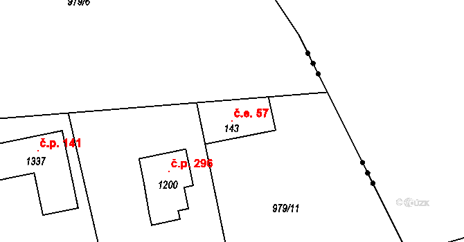 Želivec 57, Sulice na parcele st. 143 v KÚ Sulice, Katastrální mapa