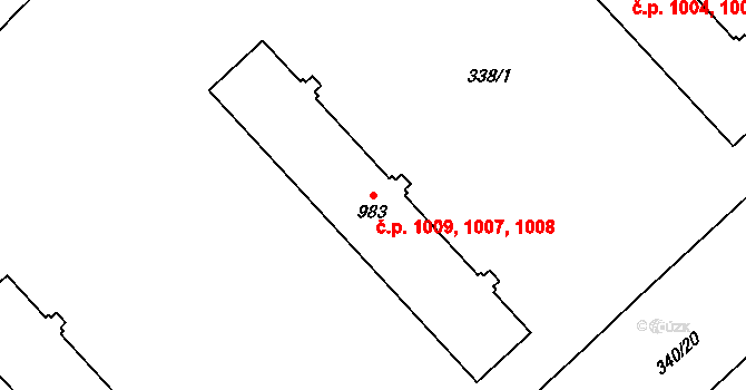 Hrabůvka 1007,1008,1009, Ostrava na parcele st. 983 v KÚ Hrabůvka, Katastrální mapa