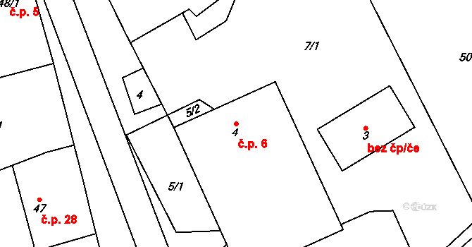 Sedliště 6, Jimramov na parcele st. 4 v KÚ Sedliště u Jimramova, Katastrální mapa