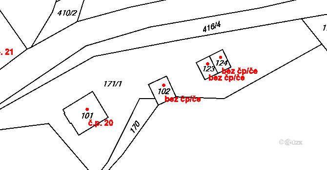 Vacov 39964396 na parcele st. 102 v KÚ Vlkonice u Vacova, Katastrální mapa