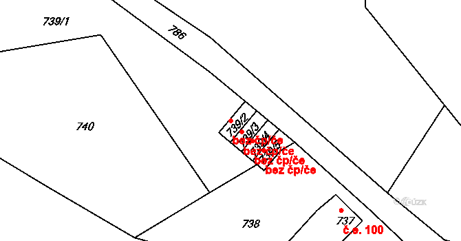 Smržovka 44204396 na parcele st. 739/2 v KÚ Smržovka, Katastrální mapa