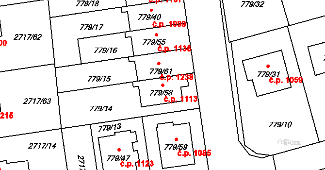 Kylešovice 1113, Opava na parcele st. 779/58 v KÚ Kylešovice, Katastrální mapa