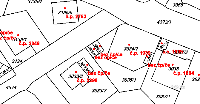 Teplice 45147396 na parcele st. 3035/3 v KÚ Teplice, Katastrální mapa
