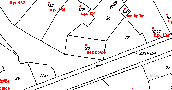 Merklín 46206396 na parcele st. 90 v KÚ Merklín u Přeštic, Katastrální mapa