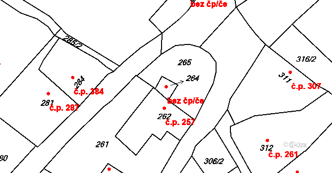 Horní Benešov 46345396 na parcele st. 264 v KÚ Horní Benešov, Katastrální mapa