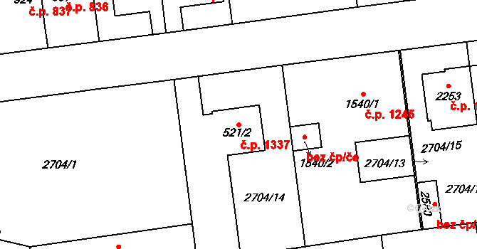Choceň 1337 na parcele st. 521/2 v KÚ Choceň, Katastrální mapa