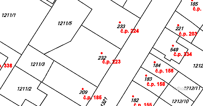 Zbečník 223, Hronov na parcele st. 232 v KÚ Zbečník, Katastrální mapa