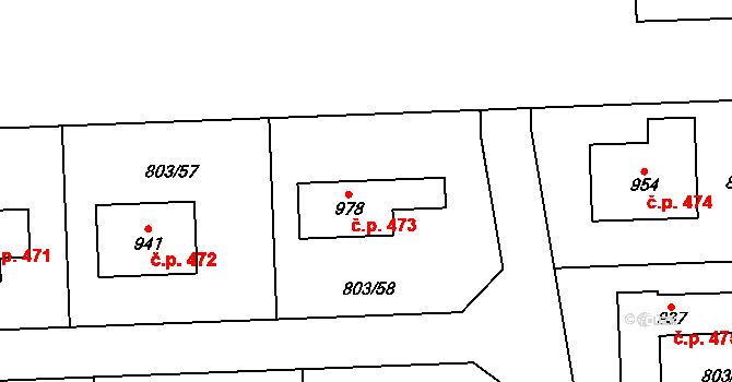 Želivec 473, Sulice na parcele st. 978 v KÚ Sulice, Katastrální mapa