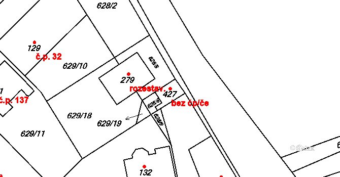 Kněževes 90143396 na parcele st. 427 v KÚ Kněževes u Prahy, Katastrální mapa