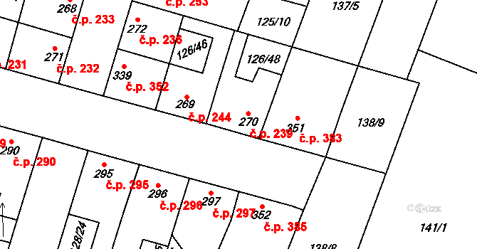 Lenešice 239 na parcele st. 270 v KÚ Lenešice, Katastrální mapa