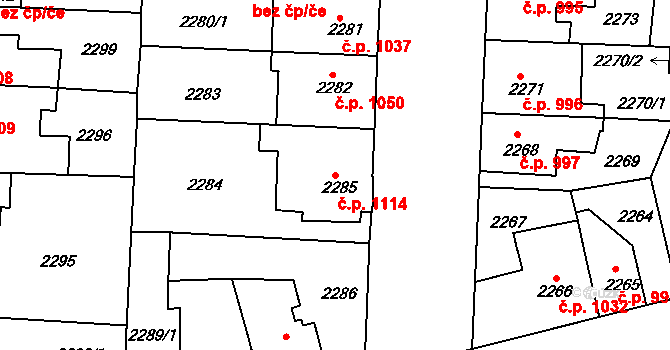 Louny 1114 na parcele st. 2285 v KÚ Louny, Katastrální mapa