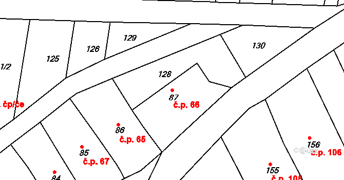 Tučapy 66, Holešov na parcele st. 87 v KÚ Tučapy u Holešova, Katastrální mapa