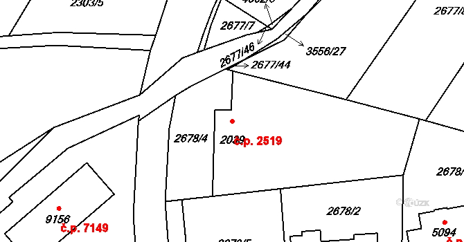 Zlín 2519 na parcele st. 2039 v KÚ Zlín, Katastrální mapa