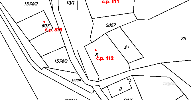 Luby 112 na parcele st. 8 v KÚ Luby I, Katastrální mapa
