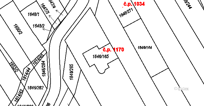 Dolní Bojanovice 1170 na parcele st. 1846/165 v KÚ Dolní Bojanovice, Katastrální mapa