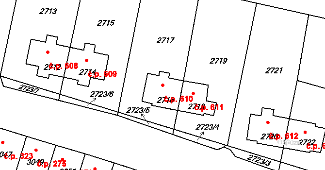 Mimoň I 610, Mimoň na parcele st. 2716 v KÚ Mimoň, Katastrální mapa