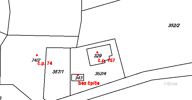 Bítouchov 157, Semily na parcele st. 329 v KÚ Bítouchov u Semil, Katastrální mapa