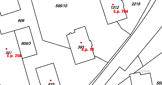 Prachatice II 15, Prachatice na parcele st. 393 v KÚ Prachatice, Katastrální mapa