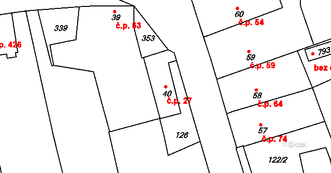 Litol 27, Lysá nad Labem na parcele st. 40 v KÚ Litol, Katastrální mapa