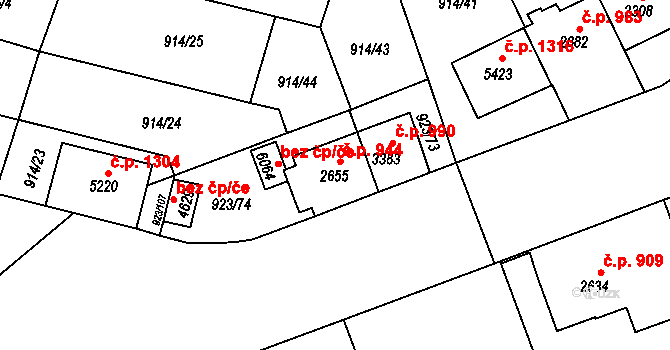 Horka-Domky 944, Třebíč na parcele st. 2655 v KÚ Třebíč, Katastrální mapa
