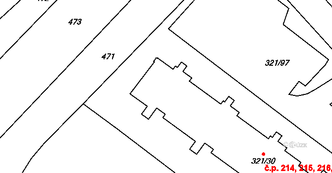 Prosetice 214,215,216,217,218, Teplice na parcele st. 321/30 v KÚ Prosetice, Katastrální mapa