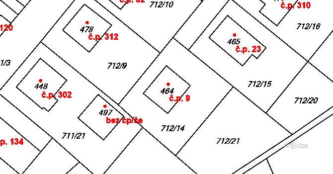 Vidnava 9 na parcele st. 464 v KÚ Vidnava, Katastrální mapa