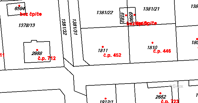 Klatovy III 452, Klatovy na parcele st. 1811 v KÚ Klatovy, Katastrální mapa