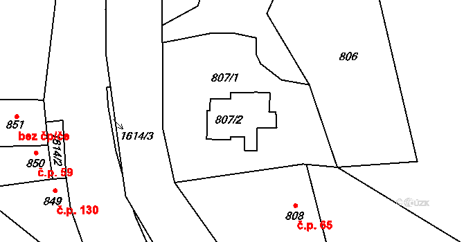 Řeporyje 605, Praha na parcele st. 807/2 v KÚ Řeporyje, Katastrální mapa