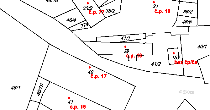 Hradišťko II 18, Žiželice na parcele st. 39 v KÚ Hradišťko II, Katastrální mapa