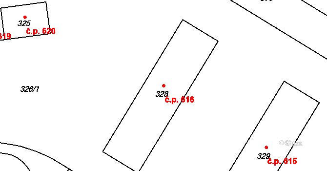 Šumbark 616, Havířov na parcele st. 328 v KÚ Šumbark, Katastrální mapa