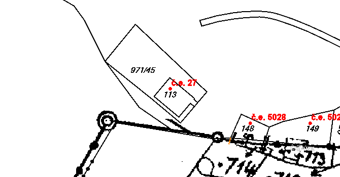 Veletov 27 na parcele st. 113 v KÚ Veletov, Katastrální mapa