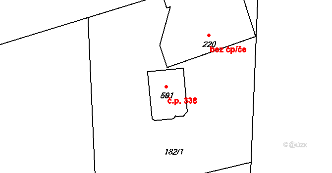 Čechtice 338 na parcele st. 591 v KÚ Čechtice, Katastrální mapa