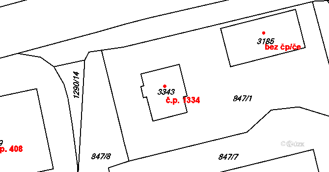 Strakonice I 1334, Strakonice na parcele st. 3343 v KÚ Strakonice, Katastrální mapa