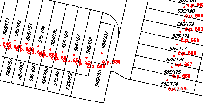 Bohnice 836, Praha na parcele st. 585/507 v KÚ Bohnice, Katastrální mapa