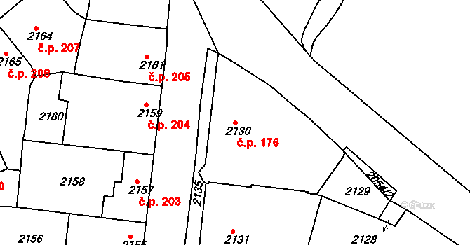 Jemnice 176 na parcele st. 2130 v KÚ Jemnice, Katastrální mapa