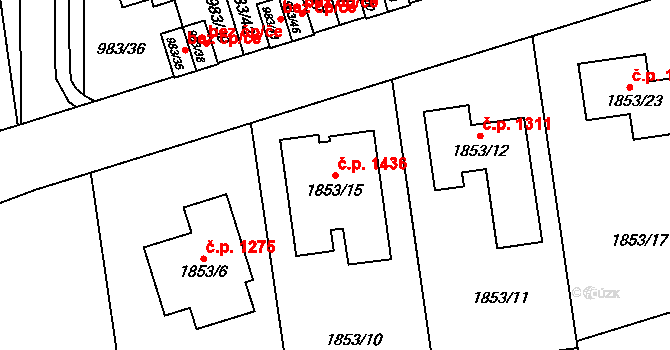 Kylešovice 1436, Opava na parcele st. 1853/15 v KÚ Kylešovice, Katastrální mapa