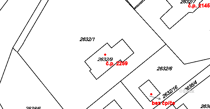 Předměstí 2259, Litoměřice na parcele st. 2632/9 v KÚ Litoměřice, Katastrální mapa
