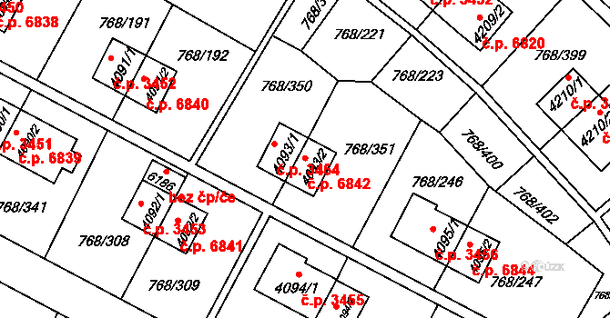 Zlín 6842 na parcele st. 4093/2 v KÚ Zlín, Katastrální mapa